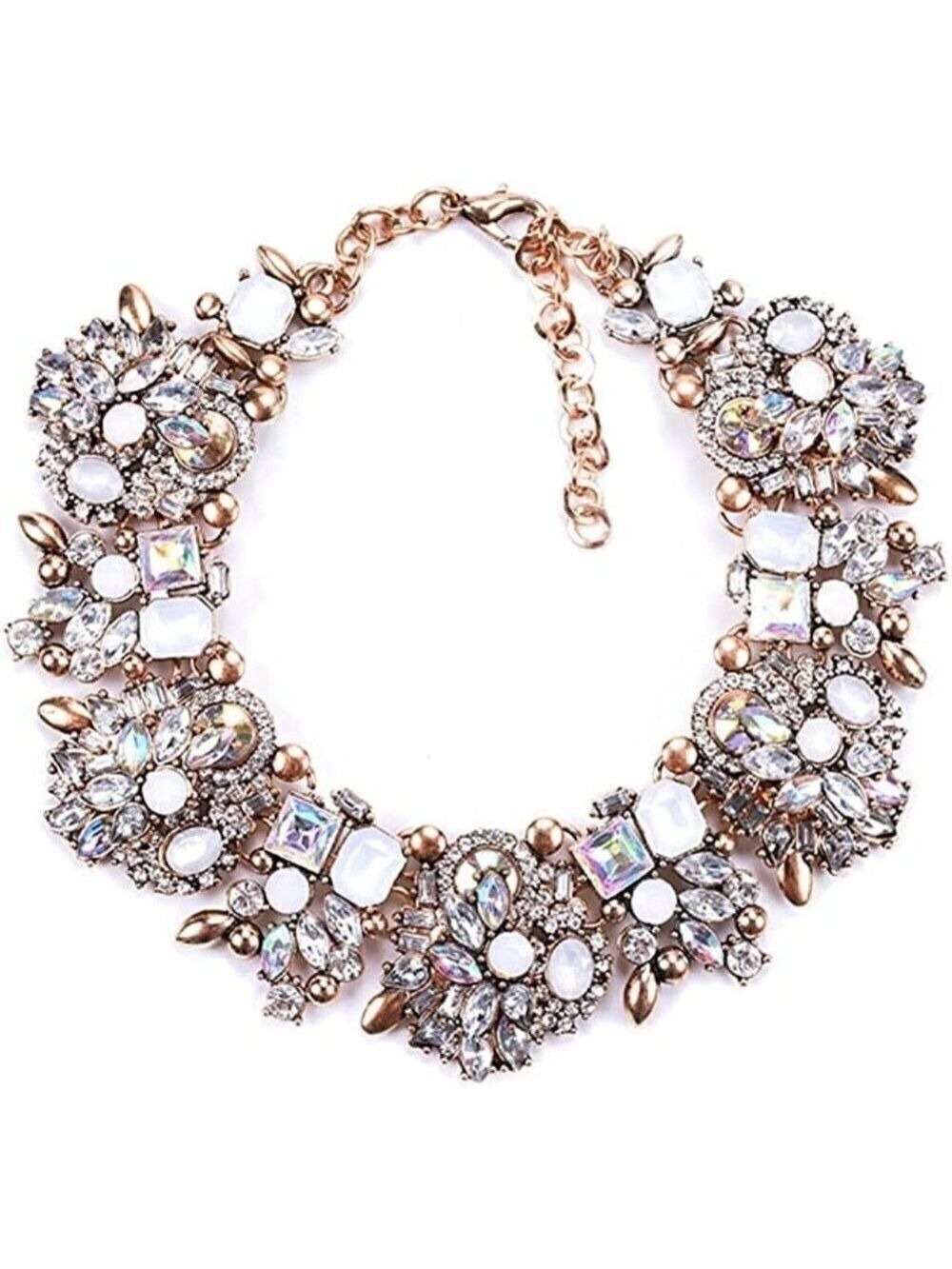 𝅺🆕 Stunning Statement Necklace Colorful Glass Crystal Collar Choker SEXY NWT 👀